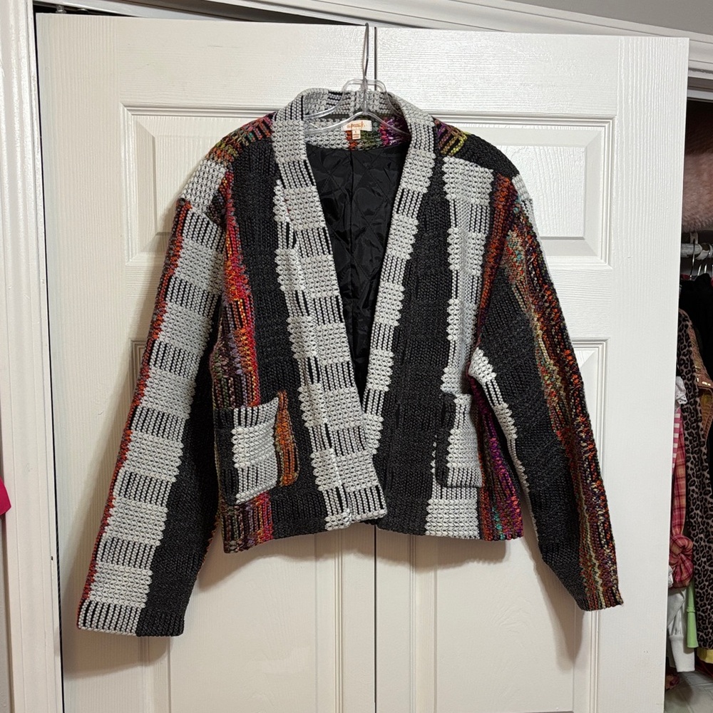 Multicolor A. Peach Quilted Women's Jacket Blazer Coat L